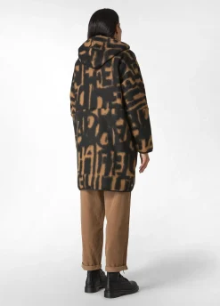 New DEHA Lettering Wooly Coat Brown Biscuit Brown