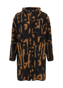 New DEHA Lettering Wooly Coat Brown Biscuit Brown