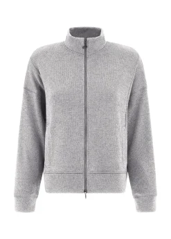 Shop DEHA Lurex Full Zip Jacket Grey Grey Melange