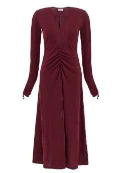 Flash Sale DEHA Lurex Long Dress Red Bordeaux