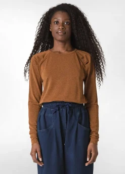 Clearance DEHA Lurex Long Sleeves T-Shirt Brown Bronzo
