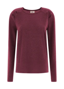 New DEHA Lurex Long Sleeves T-Shirt Red Bordeaux