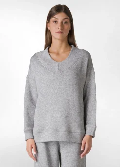 Shop DEHA Lurex Sweatshirt Grey Grey Melange