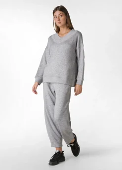Shop DEHA Lurex Sweatshirt Grey Grey Melange