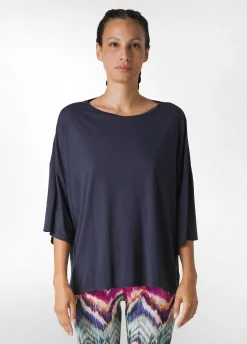 New DEHA Oversize Viscose T-Shirt Blue Blue Night