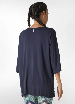New DEHA Oversize Viscose T-Shirt Blue Blue Night