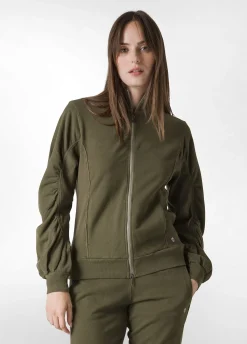 Flash Sale DEHA Ribbed Trims Full Zip Sweatshirt Green Olive Green
