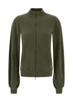 Flash Sale DEHA Ribbed Trims Full Zip Sweatshirt Green Olive Green