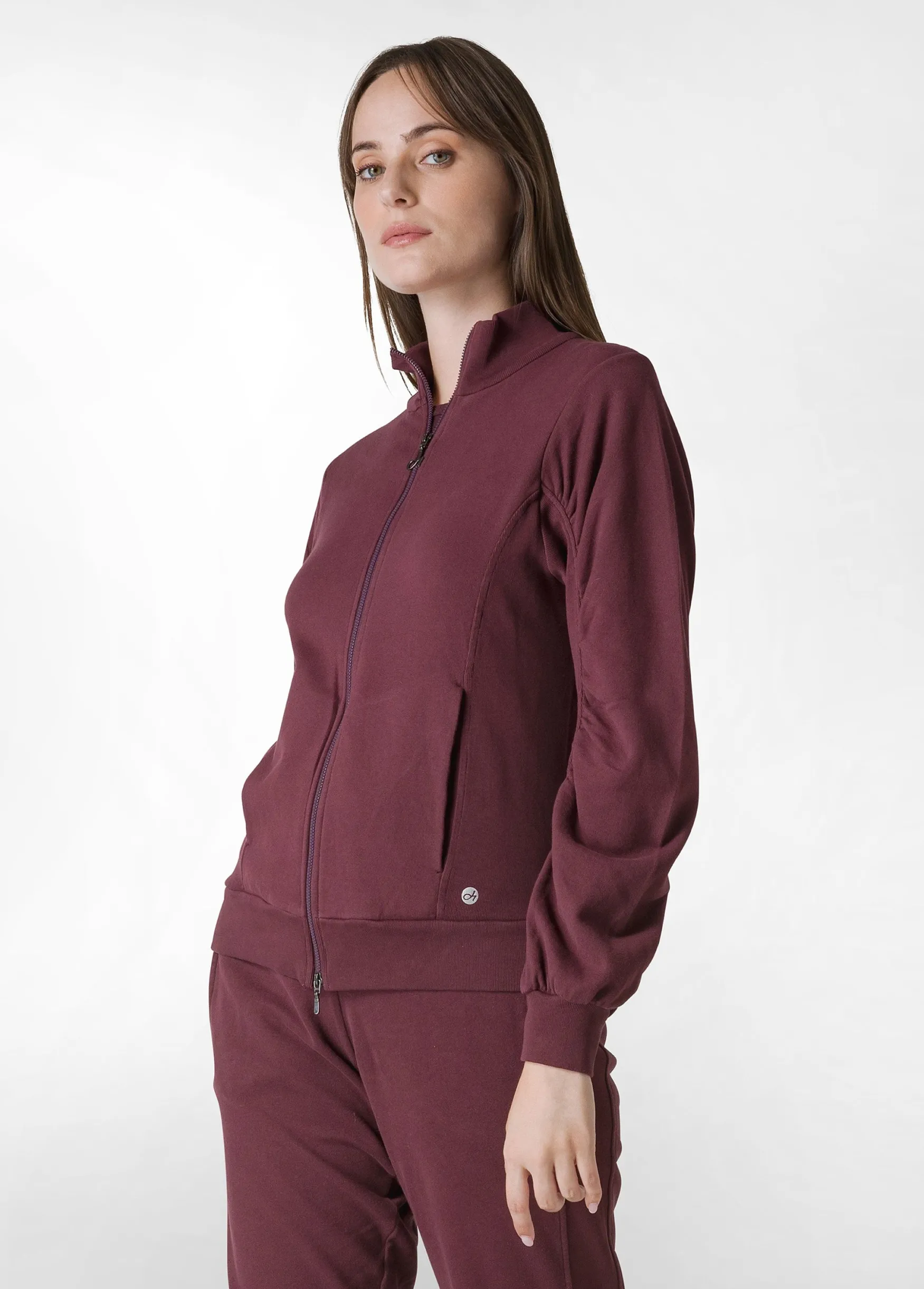 Best DEHA Ribbed Trims Full Zip Sweatshirt Red Tibetan Red