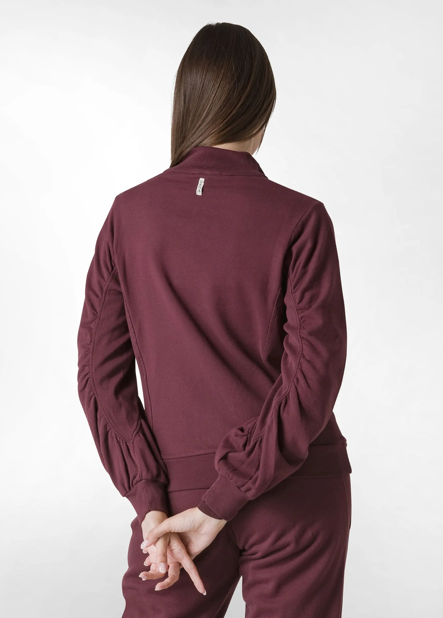 Best DEHA Ribbed Trims Full Zip Sweatshirt Red Tibetan Red