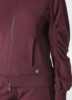 Best DEHA Ribbed Trims Full Zip Sweatshirt Red Tibetan Red