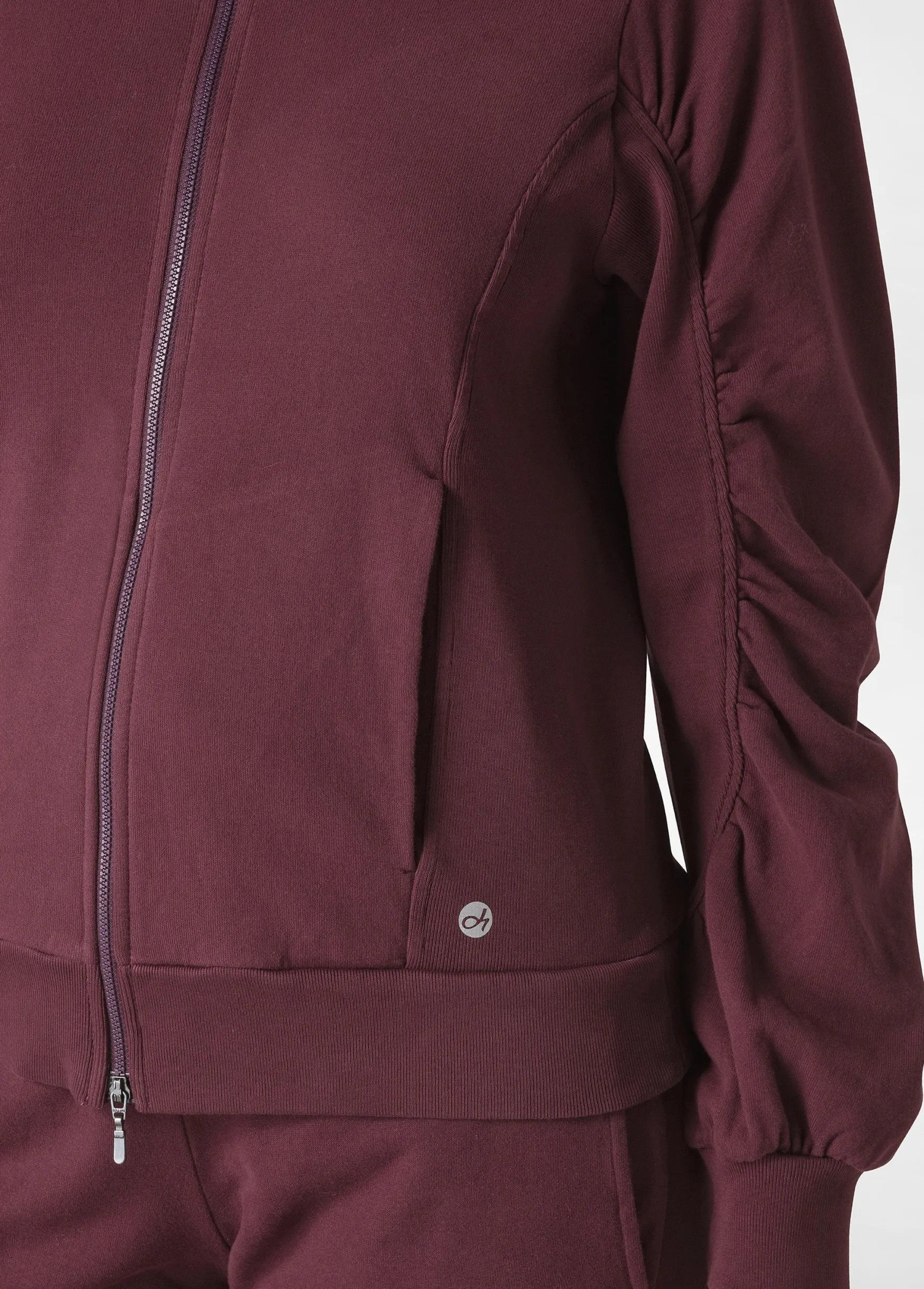 Best DEHA Ribbed Trims Full Zip Sweatshirt Red Tibetan Red