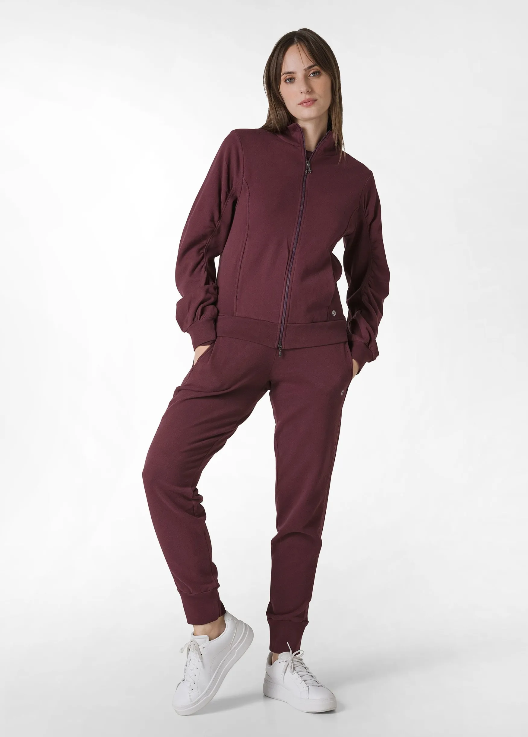 Best DEHA Ribbed Trims Full Zip Sweatshirt Red Tibetan Red