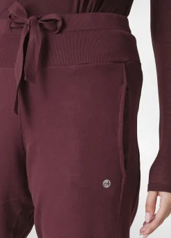 New DEHA Ribbed Trims Sweatpants Red Tibetan Red