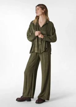 Discount DEHA Soft Velvety Corduroy Shirt Green Olive Green