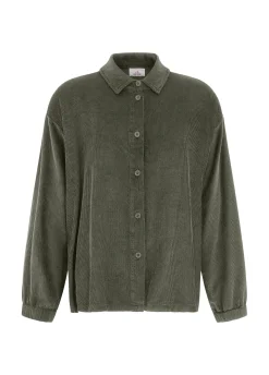 Discount DEHA Soft Velvety Corduroy Shirt Green Olive Green