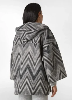 Best Sale DEHA Soft Wooly Poncho Grey Chevron Gray