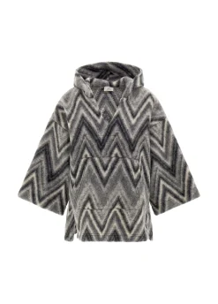 Best Sale DEHA Soft Wooly Poncho Grey Chevron Gray