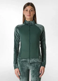Best Sale DEHA Stretch Velvet Full Zip Sweatshirt Green Forest Green