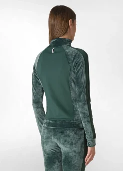 Best Sale DEHA Stretch Velvet Full Zip Sweatshirt Green Forest Green