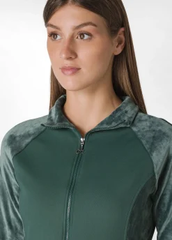 Best Sale DEHA Stretch Velvet Full Zip Sweatshirt Green Forest Green