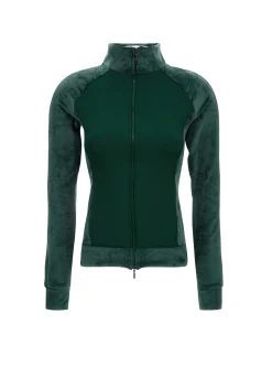 Best Sale DEHA Stretch Velvet Full Zip Sweatshirt Green Forest Green