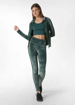 Cheap DEHA Stretch Velvet Leggings Green Forest Green