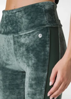 Cheap DEHA Stretch Velvet Leggings Green Forest Green