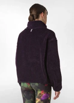 Discount DEHA Teddy Half Zip Sweatshirt Purple Aubergine Violet