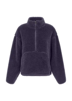 Discount DEHA Teddy Half Zip Sweatshirt Purple Aubergine Violet