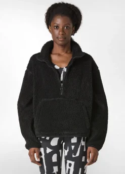 Cheap DEHA Teddy Half Zip Sweatshirt Black