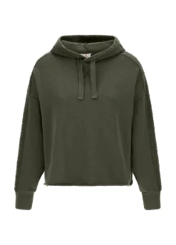 Cheap DEHA Textured Crop Hoodie Green Olive Green