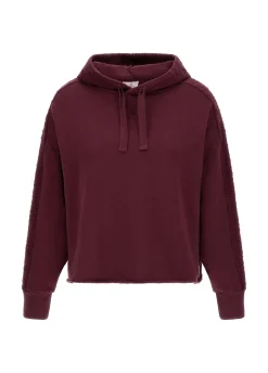 Clearance DEHA Textured Crop Hoodie Red Tibetan Red