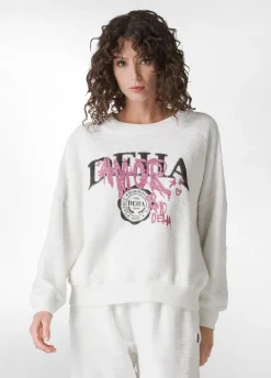 Shop DEHA Textured Graphic Sweatshirt White Milk White