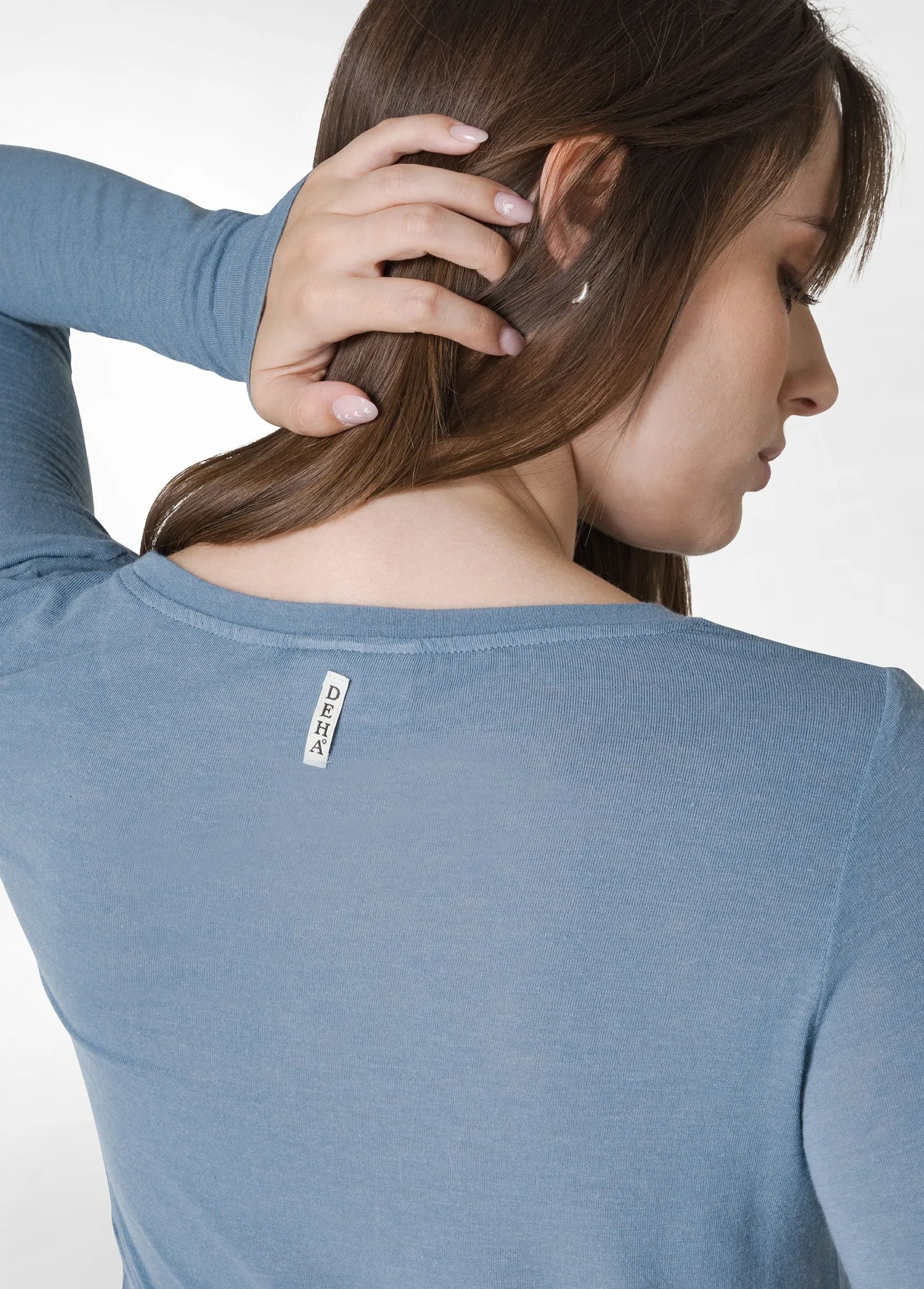 Fashion DEHA Wooly Long Sleeve T-Shirt Blue Midblue