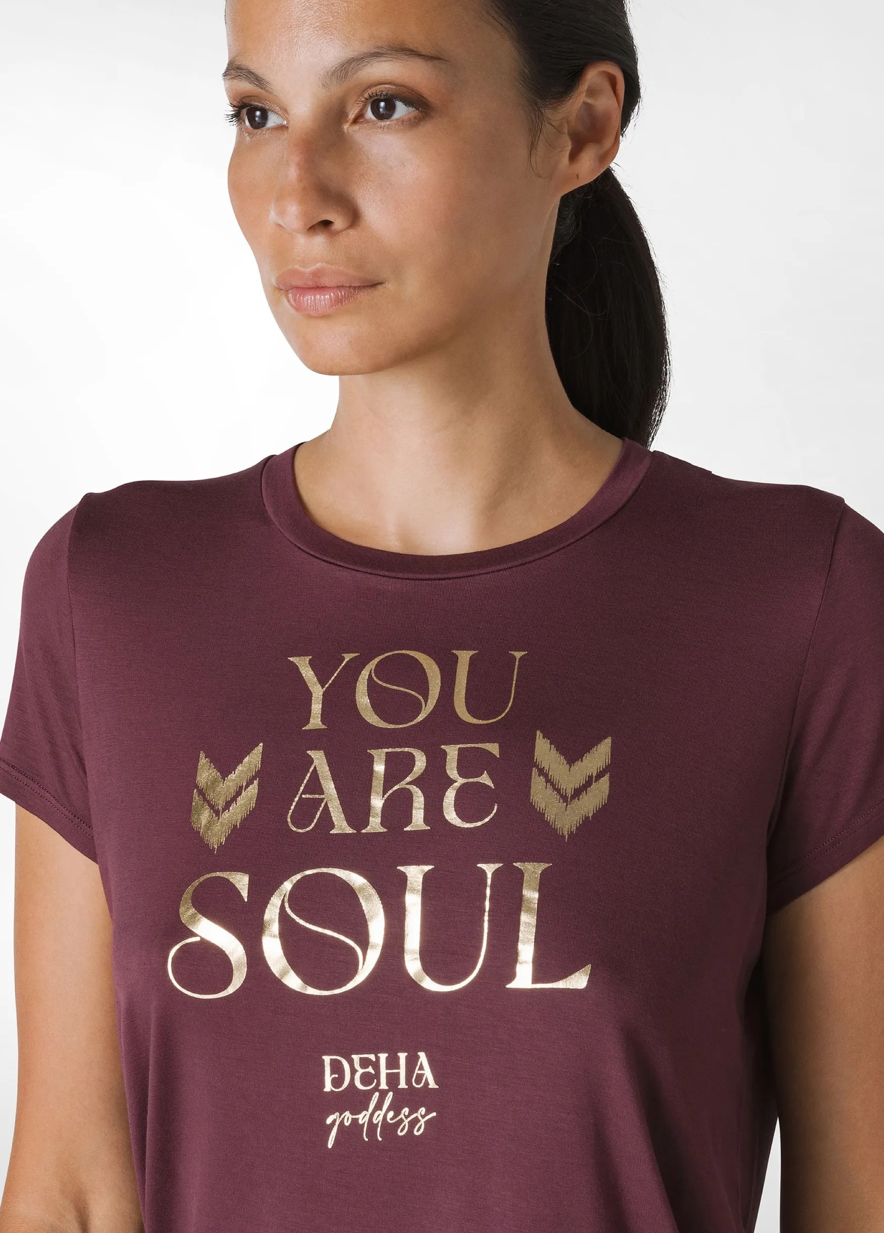 Outlet DEHA Yoga Light Viscose T-Shirt Red Tibetan Red