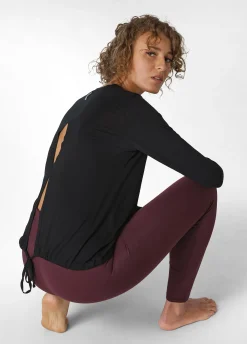 Shop DEHA Yoga Long Sleeve Viscose Top Black