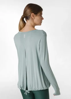 Shop DEHA Yoga Long Sleeve Viscose Top Green Sage Green