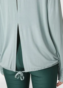 Shop DEHA Yoga Long Sleeve Viscose Top Green Sage Green
