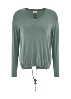 Shop DEHA Yoga Long Sleeve Viscose Top Green Sage Green